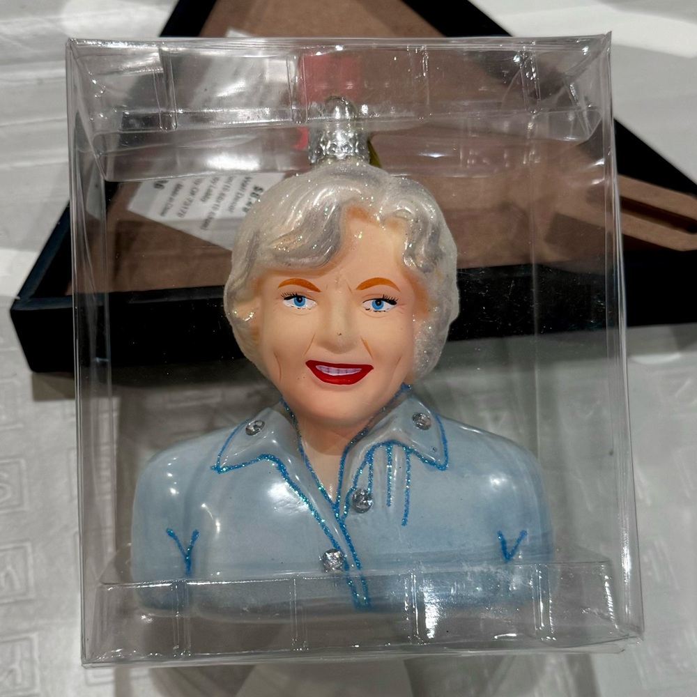Betty White “Rose” Golden Girls Glass Christmas Ornament - NEW IN BOX